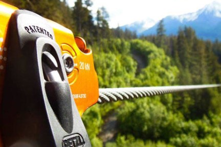 Close up shot of zipline mechanism